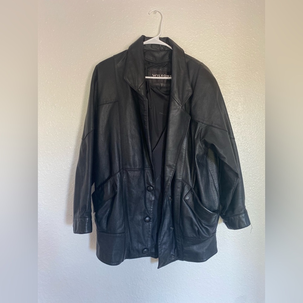 Wilson’s Men/ Women's Black Oversized Leather Jacket
